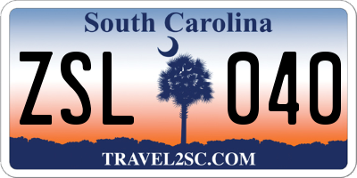 SC license plate ZSL040