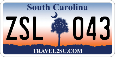 SC license plate ZSL043