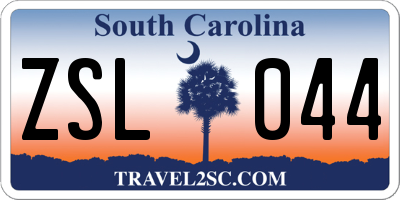 SC license plate ZSL044