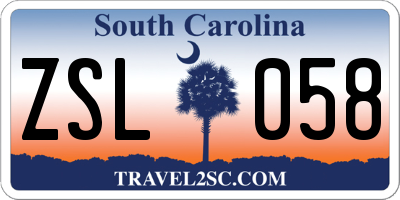 SC license plate ZSL058