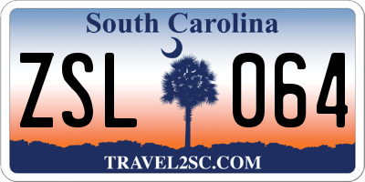 SC license plate ZSL064