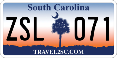 SC license plate ZSL071