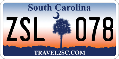 SC license plate ZSL078