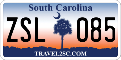 SC license plate ZSL085