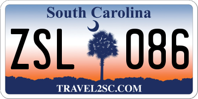 SC license plate ZSL086