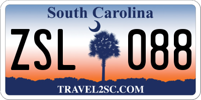 SC license plate ZSL088
