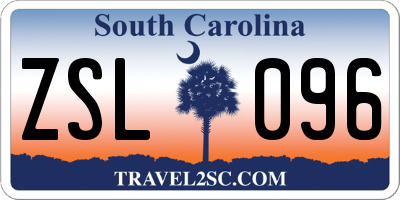 SC license plate ZSL096
