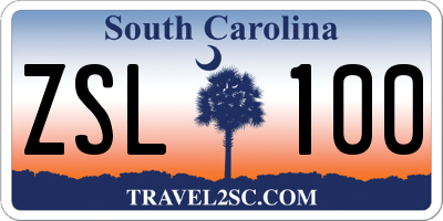SC license plate ZSL100
