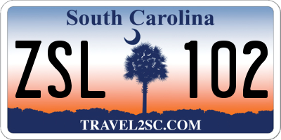 SC license plate ZSL102