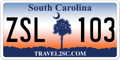 SC license plate ZSL103