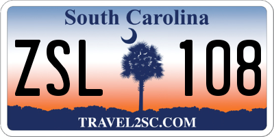 SC license plate ZSL108