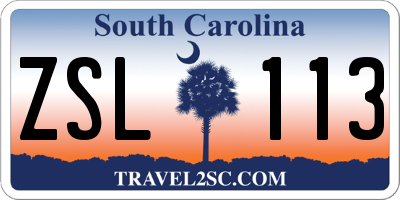 SC license plate ZSL113