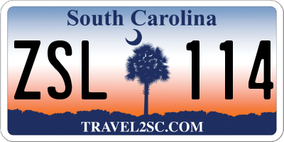 SC license plate ZSL114