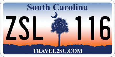 SC license plate ZSL116