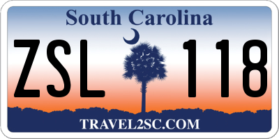 SC license plate ZSL118