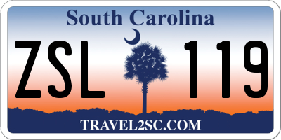 SC license plate ZSL119