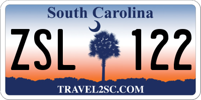 SC license plate ZSL122