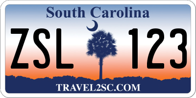 SC license plate ZSL123