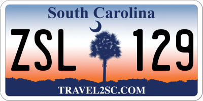 SC license plate ZSL129