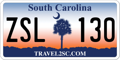 SC license plate ZSL130