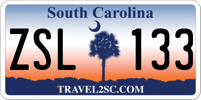 SC license plate ZSL133