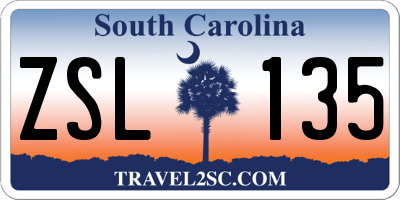 SC license plate ZSL135