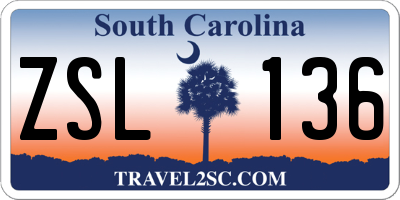 SC license plate ZSL136