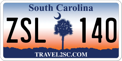 SC license plate ZSL140