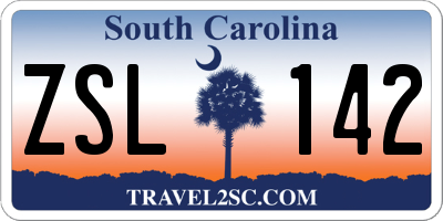 SC license plate ZSL142