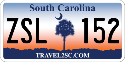 SC license plate ZSL152