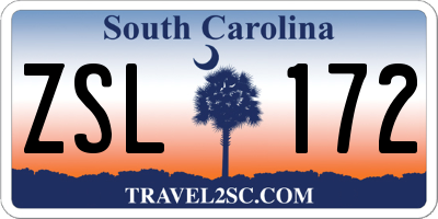 SC license plate ZSL172