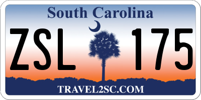 SC license plate ZSL175