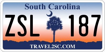SC license plate ZSL187