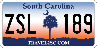 SC license plate ZSL189