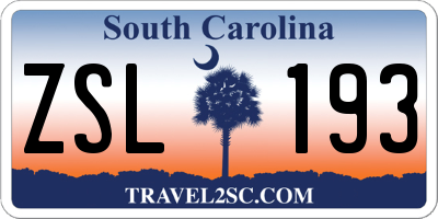 SC license plate ZSL193