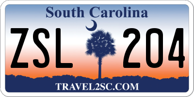 SC license plate ZSL204