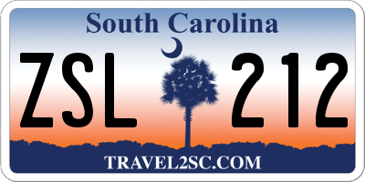 SC license plate ZSL212