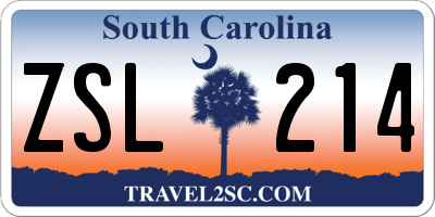 SC license plate ZSL214