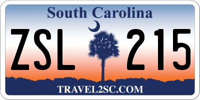 SC license plate ZSL215