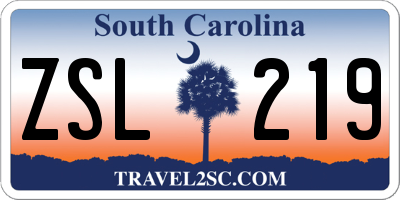SC license plate ZSL219