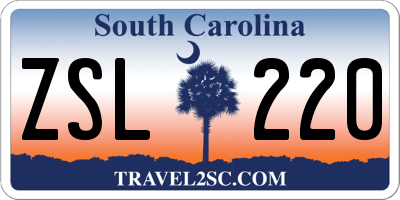 SC license plate ZSL220