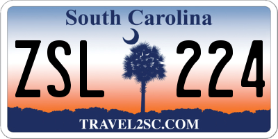 SC license plate ZSL224