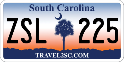SC license plate ZSL225