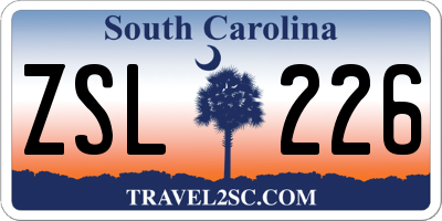 SC license plate ZSL226