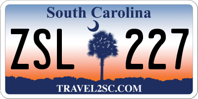 SC license plate ZSL227