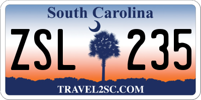 SC license plate ZSL235