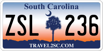 SC license plate ZSL236