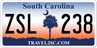 SC license plate ZSL238