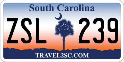 SC license plate ZSL239