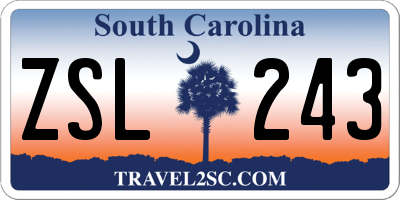 SC license plate ZSL243